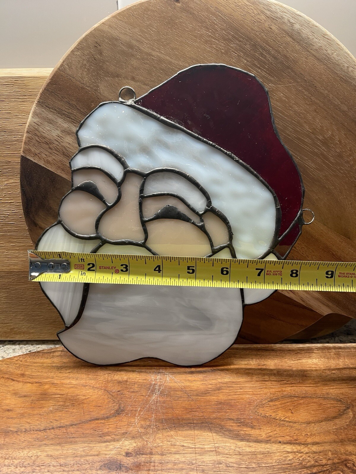 Stained Glass Santa Sun Catcher Missing Hanging Chain