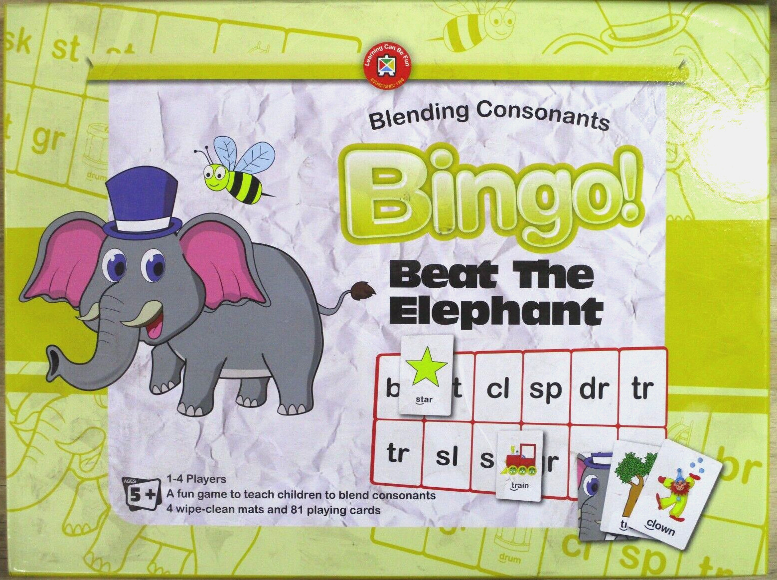 Beat The Elephant Blending Consonants Bingo, by Learning Can Be Fun