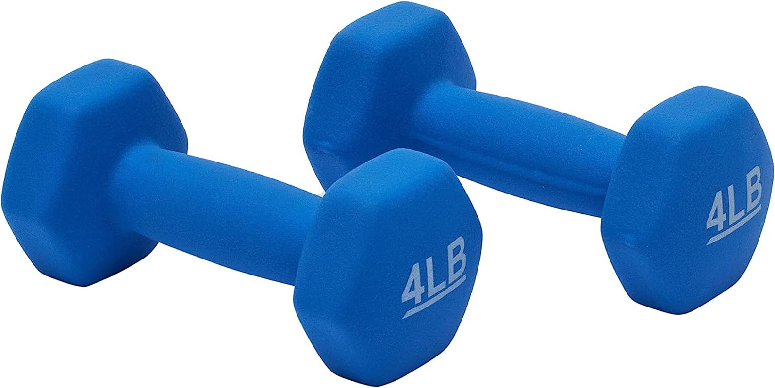 4 lb Neoprene Dumbbell Set Pair Blue Hex Hand Weights Home Gym Strength Training