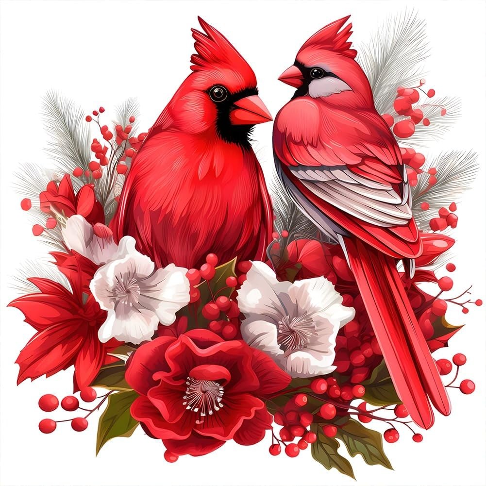 Diamond Painting Kits for Adults, Cardinal Round Full Drill Diamond Art Kits, 5