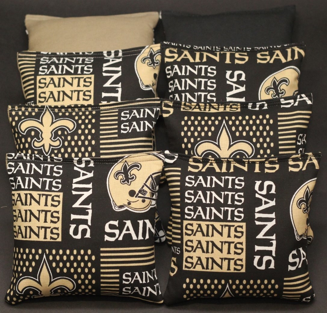 All Weather "NEW ORLEANS SAINTS" Cornhole Bean Bags Resin Filled Waterproof!