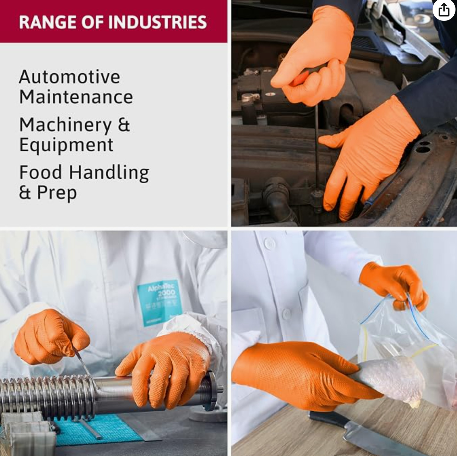 Microflex Mega Texture Hi Visibility 6.3 Mil PF Nitrile Gloves, Large, 100 Count