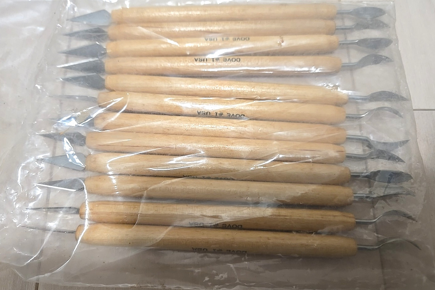Vintage Sealed Bag of 12 Dove #1 Double Ended Sculpting Pottery Tools