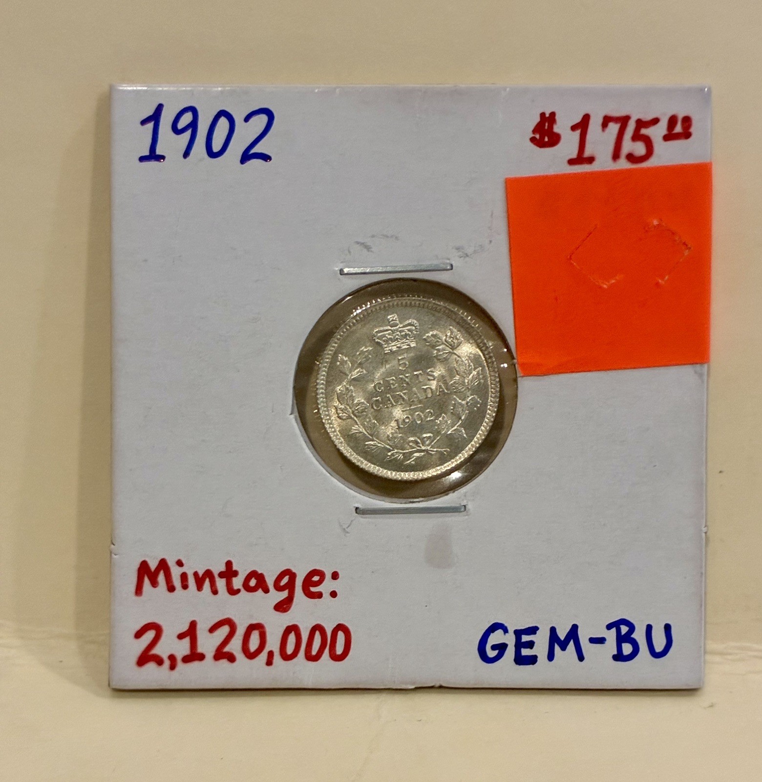 1902 H SH Small H Canada 5c 5 Cents King Edward VII Coin