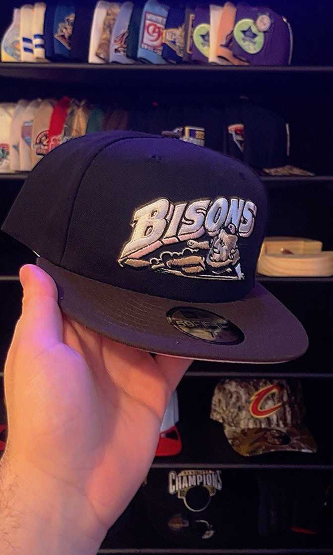 New Era 59Fifty Buffalo Bison Minor League Mag Park Pink Mocha Fitted Size 7 7/8