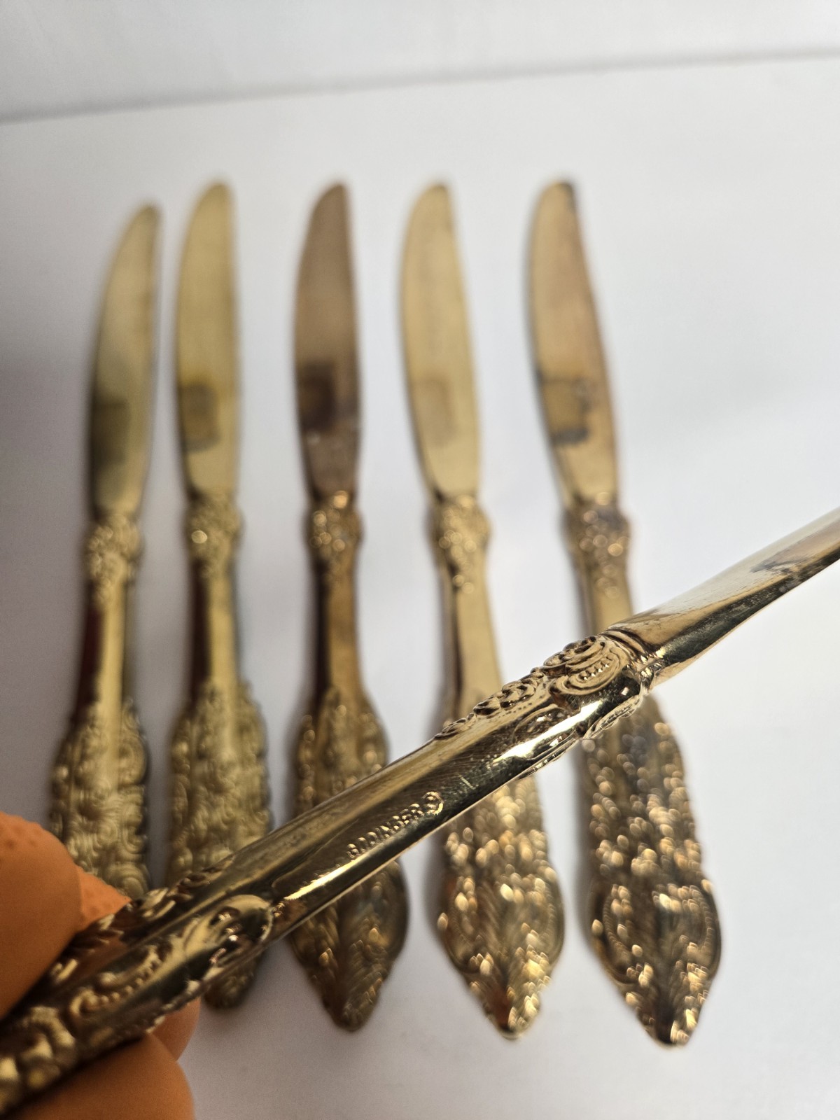 Set Of 6 Godinger Baroque Knives Gold Antique Vintage