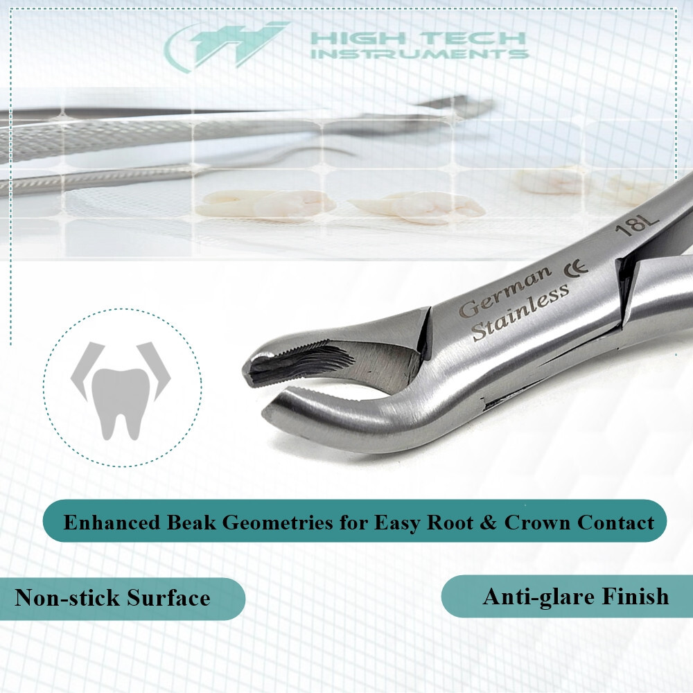 Dental Extracting Forceps #18L Upper Molar Surgical Instruments Serrated Jaws