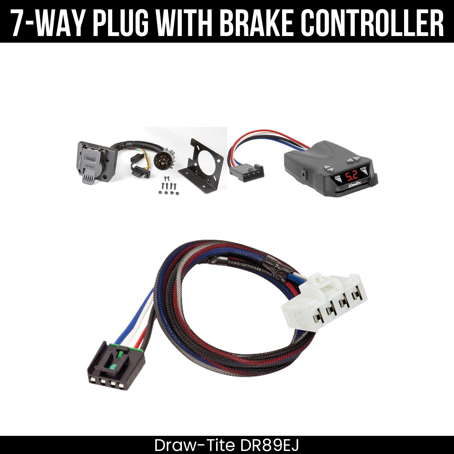DrawTite 7Way Wiring Brake Control For 07-09 Dodge Durango Chrysler Aspen 118384