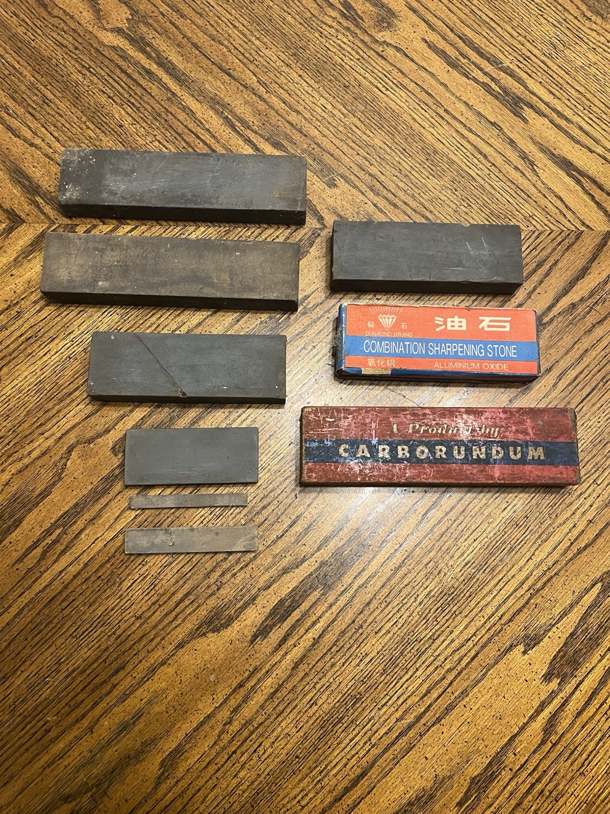 Vintage Lot Of 9 Sharpening Stones Whetstones Various Sizes/ Brands