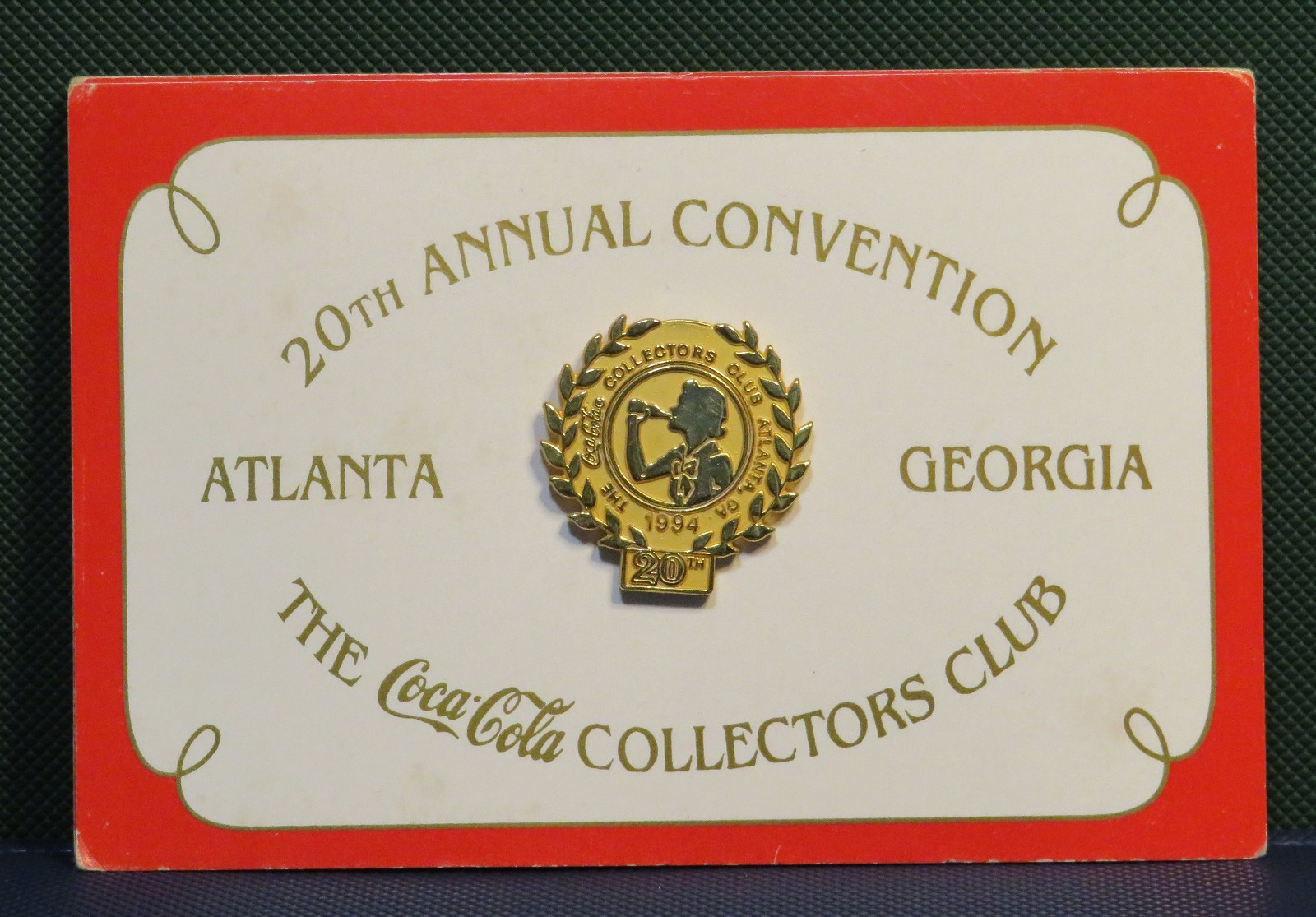 The Gold Coca Cola Collectors Club 20th Year Gold Pin Atlanta Georga RARE LTD Ed