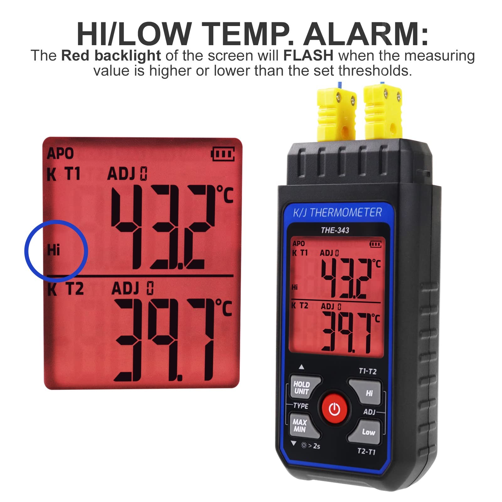 Thermocouple Thermometer Digital K Type with 4 Black