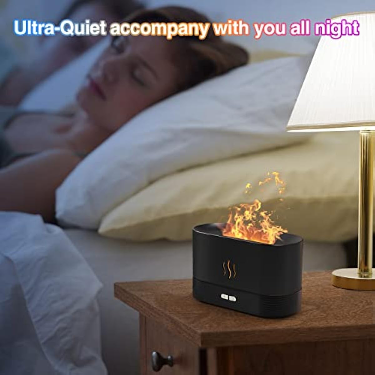 Colorful Flame Fireplace Aroma Diffuser - 180ml Cool Mist Humidifier with Remote