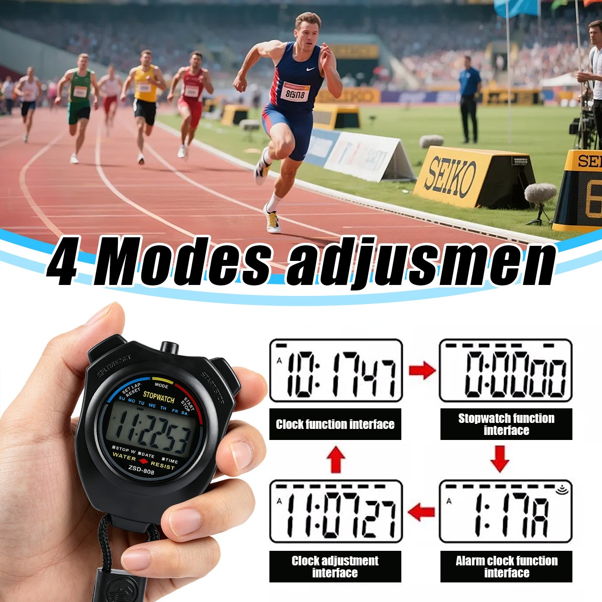 Durable Waterproof Digital Chronograph Multi-function LCD Timer Stopwatch New