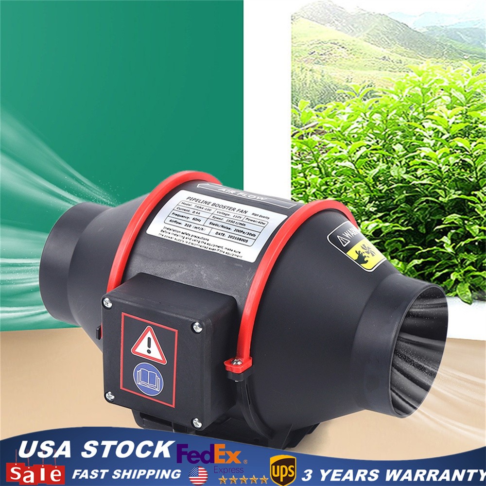4'' 310 CFM Silent Exhaust Inline Duct Fan Ventilation Blower Fan Air Circulatio