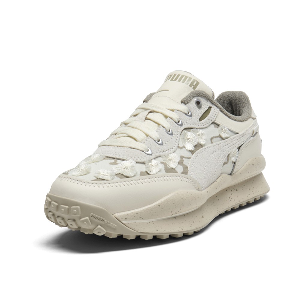 PUMA Style Rider Trim Floral Lace Up Womens White Sneakers Casual Shoes 4035320