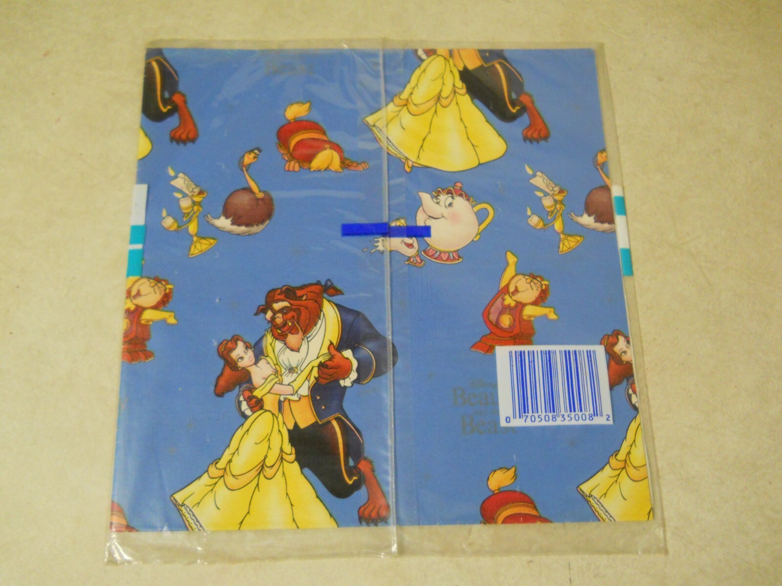 Vintage Disney’s Beauty and the Beast Gift Wrap 2 Sheets, New Sealed!