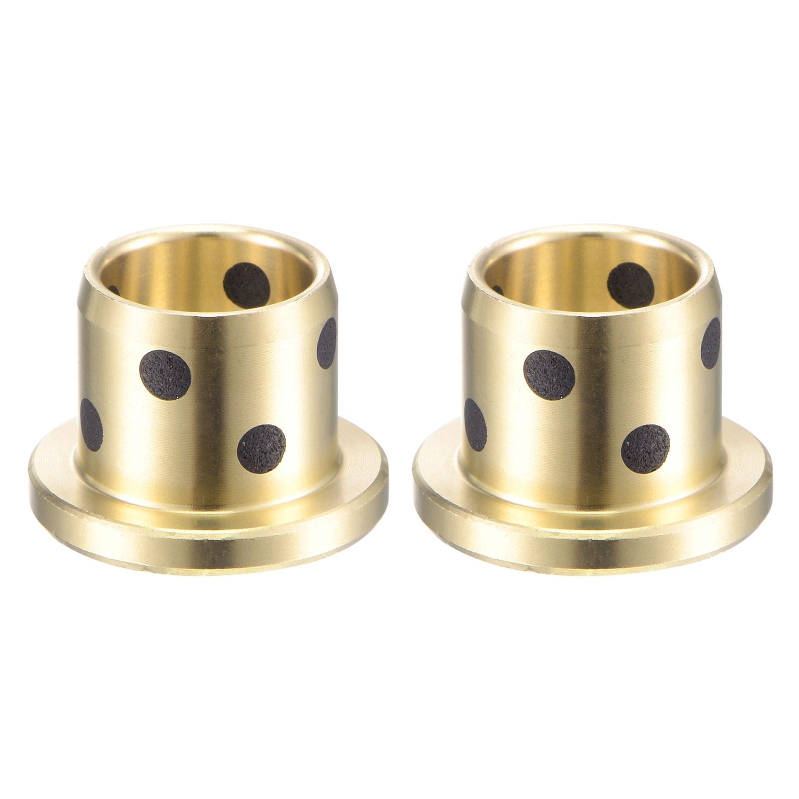 2pcs Flanged Sleeve Bearings Wrapped Oilless Bushings Brass 12mm x 15mm x 15mm