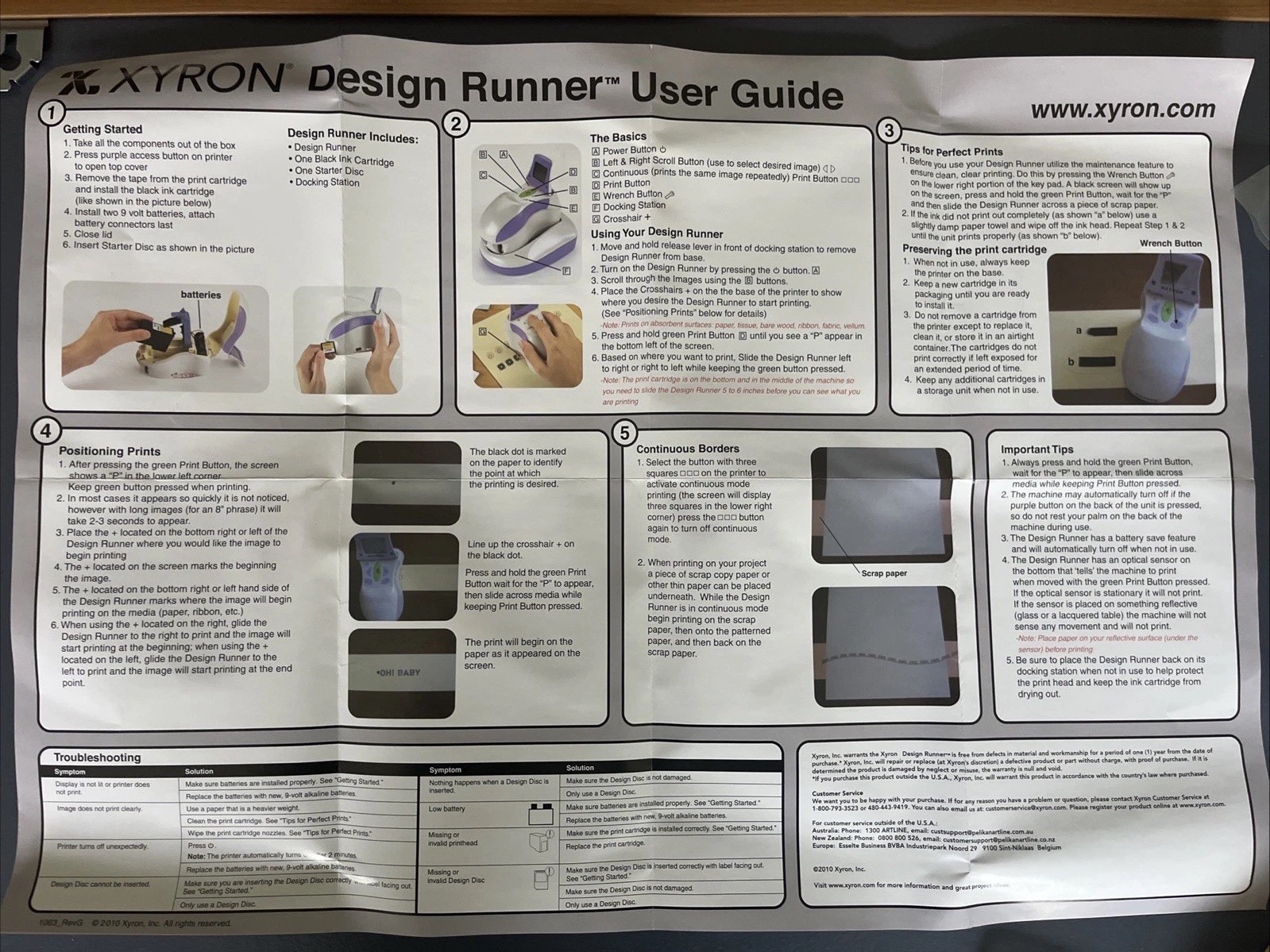 Xyron Design Runner With Black Print Cartridge And Starter Disc