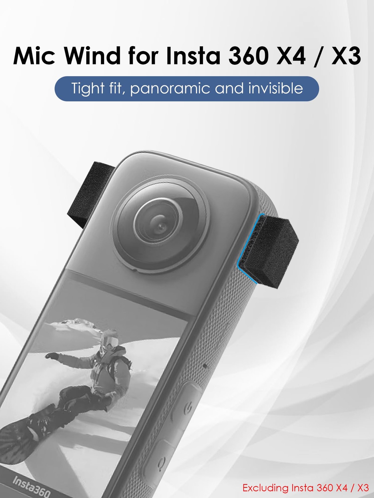 Mic Wind Muff for Insta360 X4, X3 Camera 4Foam+4Furry, Black