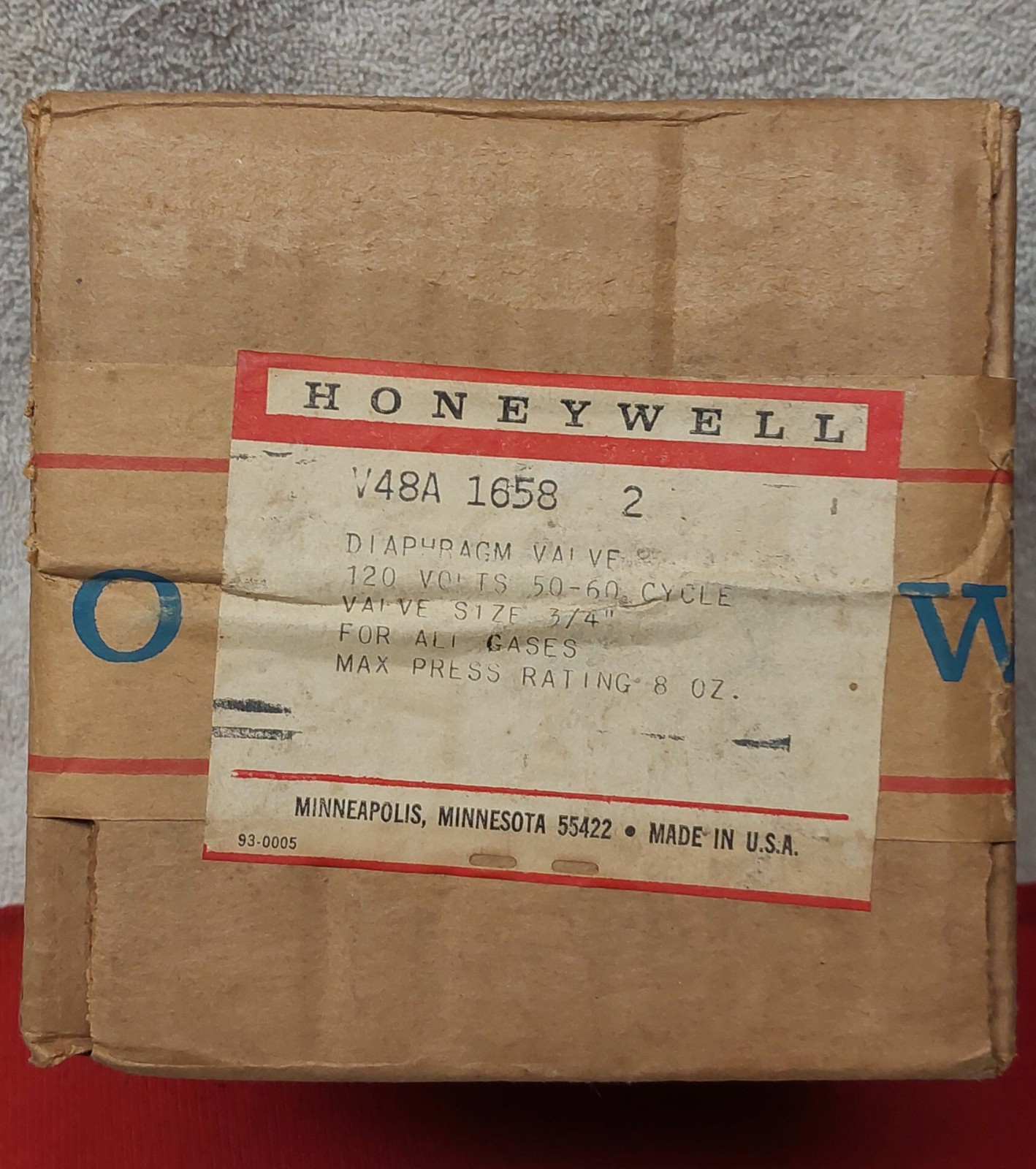 NOS Honeywell V48A 1658 Gas Valve V48A16582 120 vac