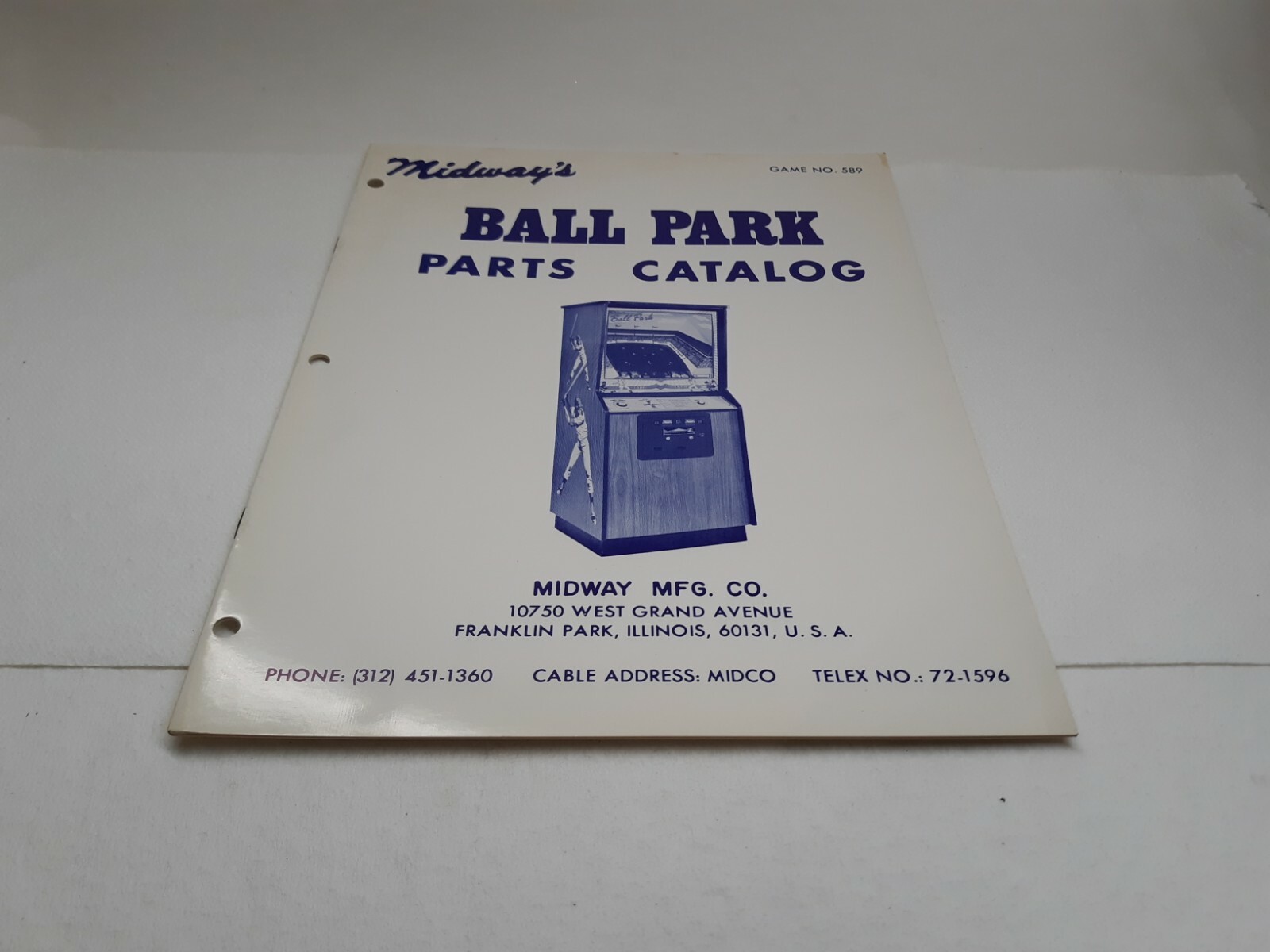 Ball Park Video Arcade Game Parts Catalog Manual, Midway 1974