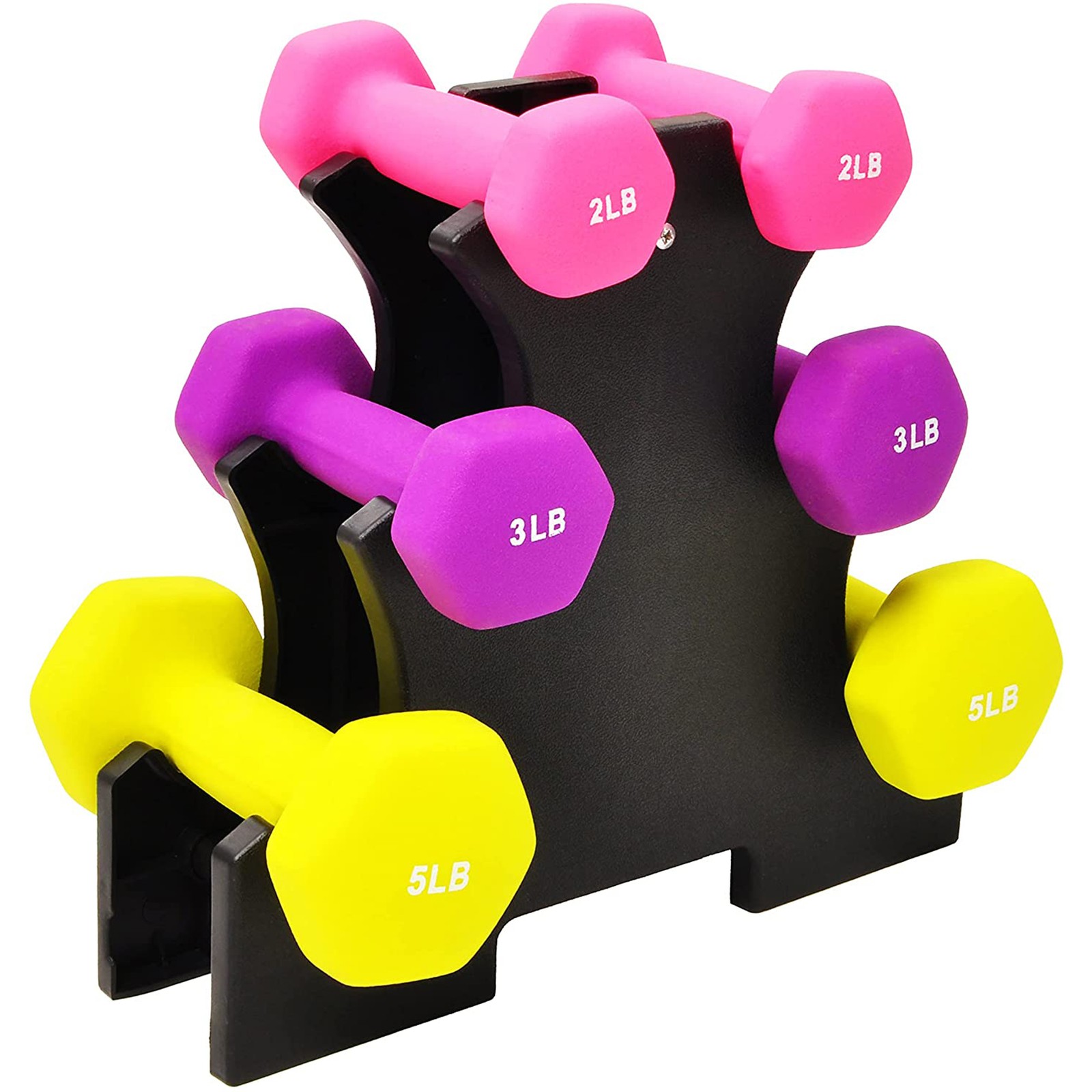 BalanceFrom Neoprene Dumbbell Set with Rack, Nonslip Weights, Strength Training