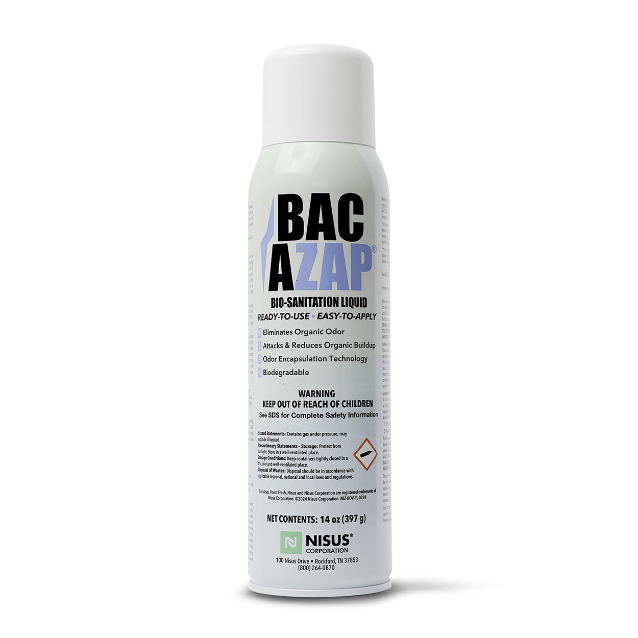 Bac-Azap Bio Sanitation Liquid Spray Organic Odor Cleaner 14 oz by Nisus Corp