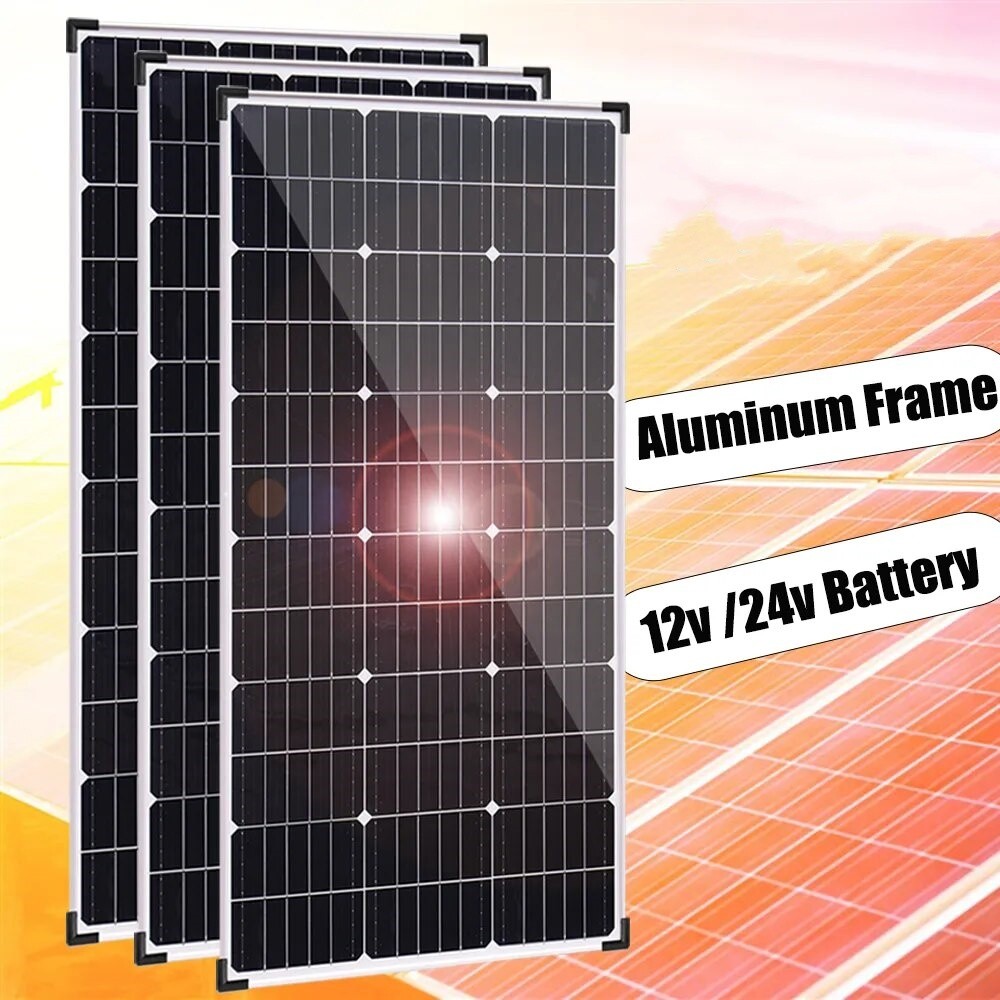 600W 3Pcs 200W Watt 12V Mono Solar Panel Home RV Rooftop Camping Off-Grid Power