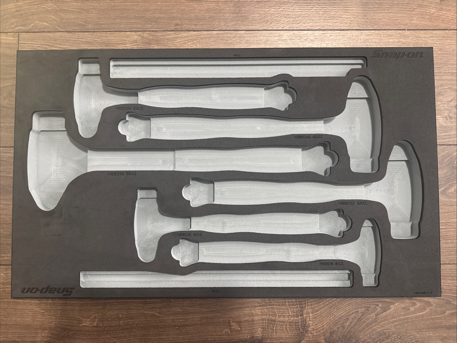 Snap-on Titanium Foam Organizer for 6pc Dead-Blow Hammer Set FMHBBD02B