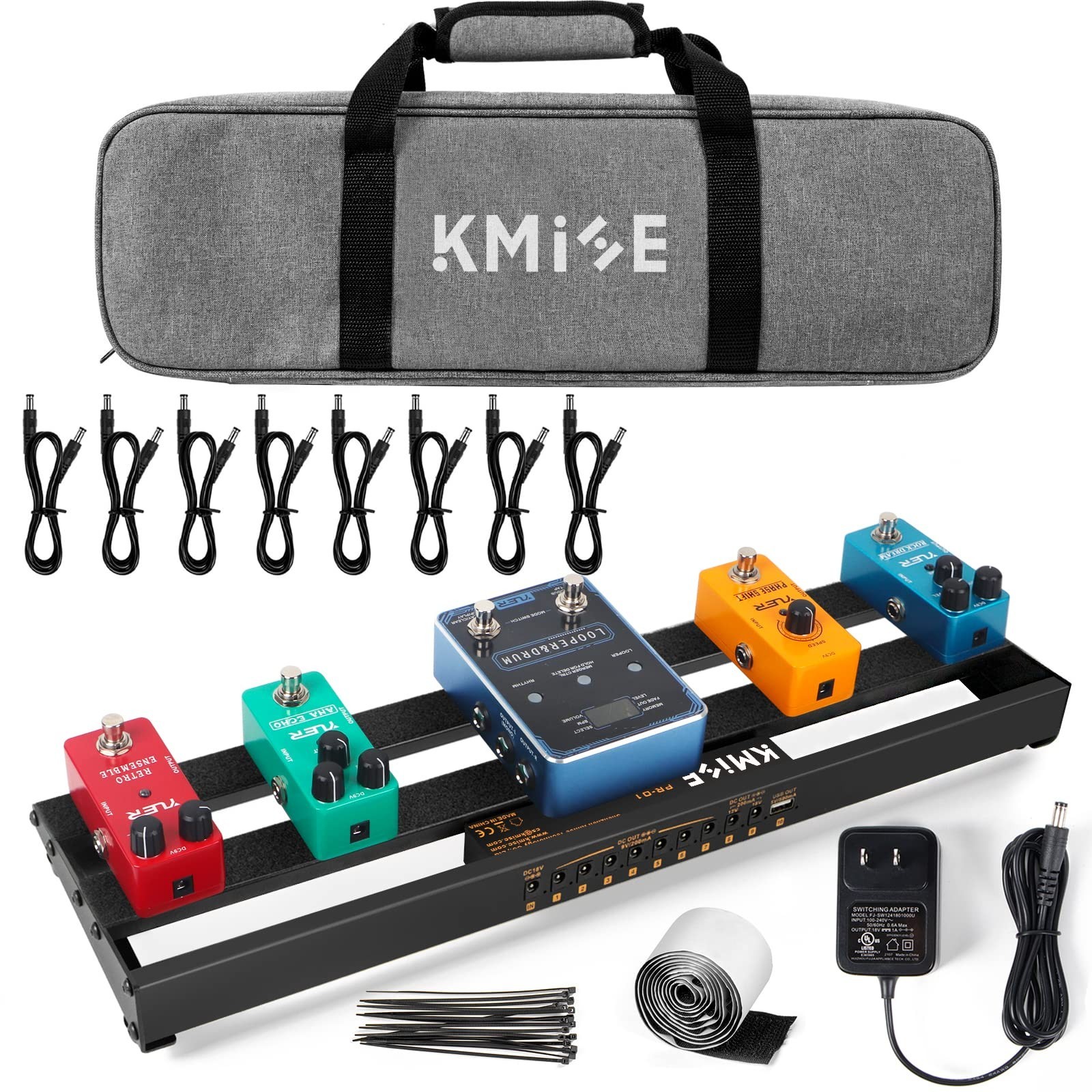 Guitar Pedalboard with Built-in Power Supply Pedal Board Aluminium Alloy 1.8l...