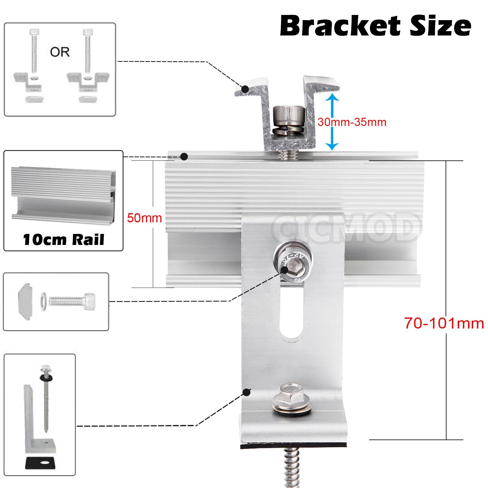 Solar Panel Mounting Brackets Kit Adjustable Roof System for 1-4PCS Solar Panels