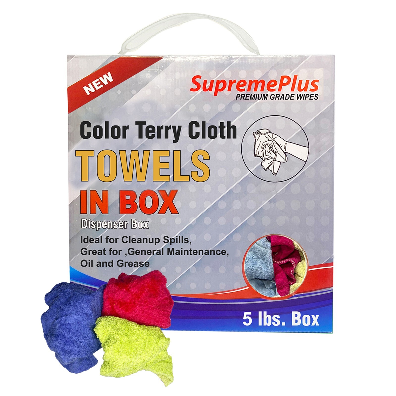 New Color Terry Towel Rags - 5 lbs. Compressed Boxes Multipurpose Wiping Towels