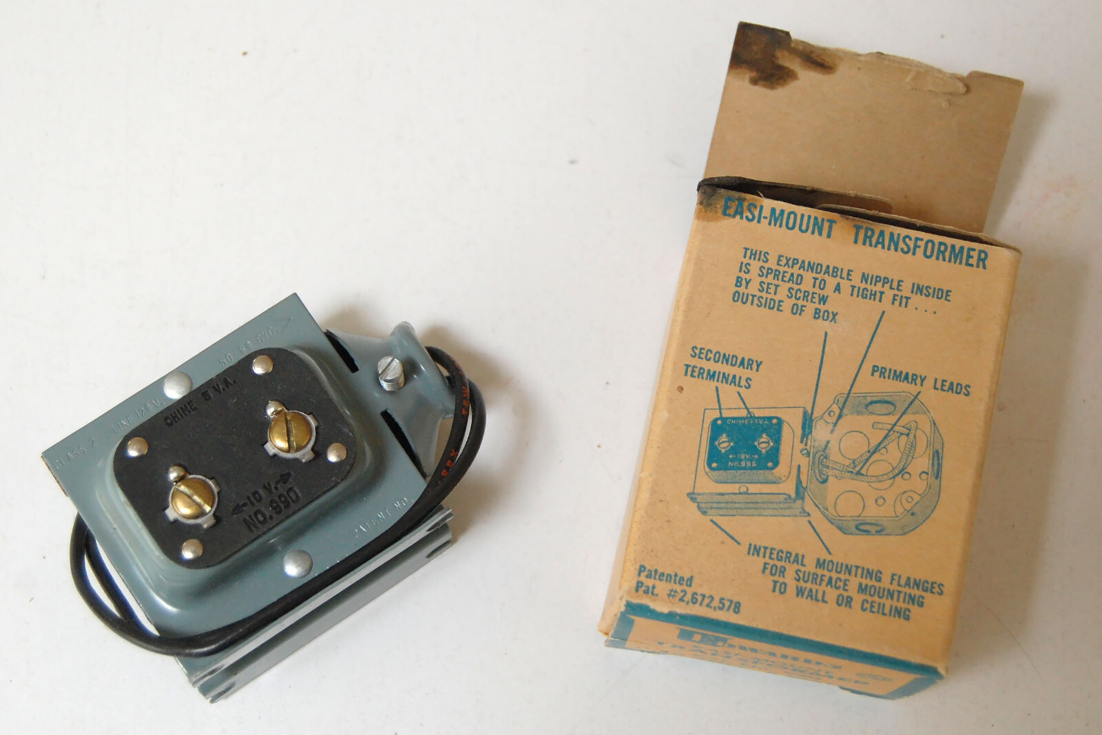 Edwards Easi-Mount No. 990 Transformer 10 Volt 5 Watt 120 Volt Primary NEW! USA