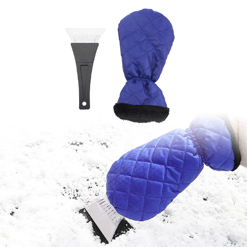 1Pc Car Windscreen/Windows Cleaning Ice Scraper Snow Frost Scrapers Glove Blue