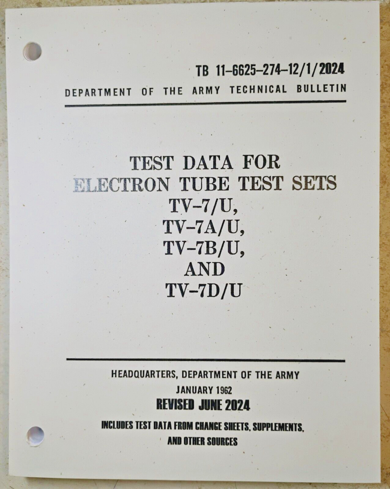 NEW! 2024 Updated TV-7 Test Settings Book - Many Updates and Corrections!