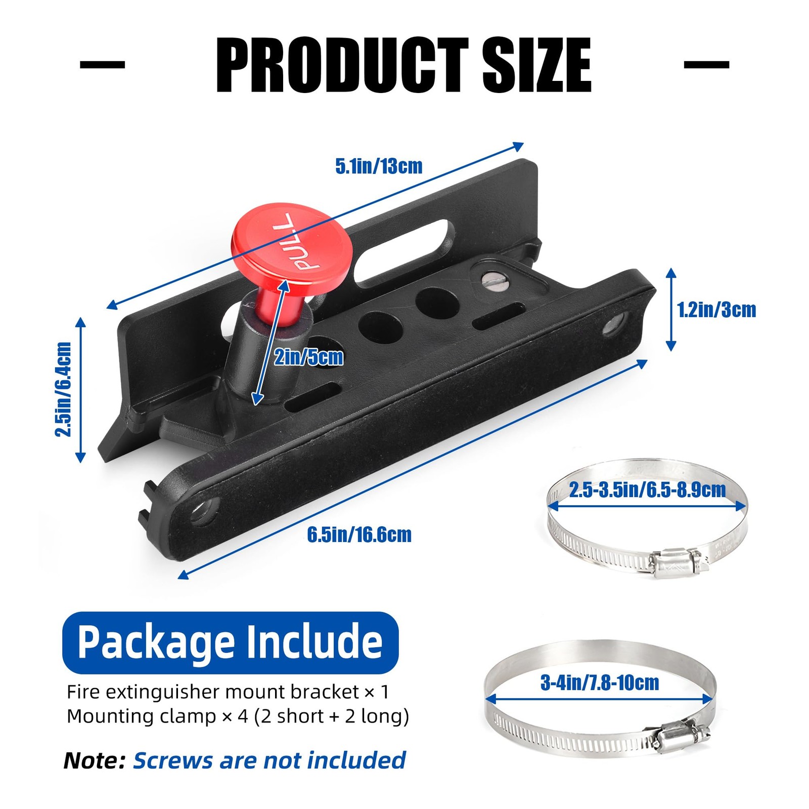 Aluminum Fire Extinguisher Mount Bracket Kit Adjustable Quick Release Roll Ba...