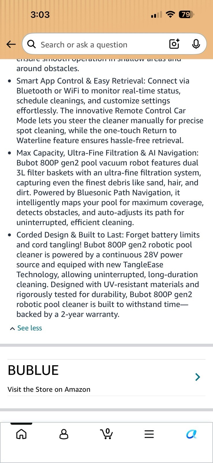 Bublue Bubot 800P Gen 2 Robotic Pool Cleaner