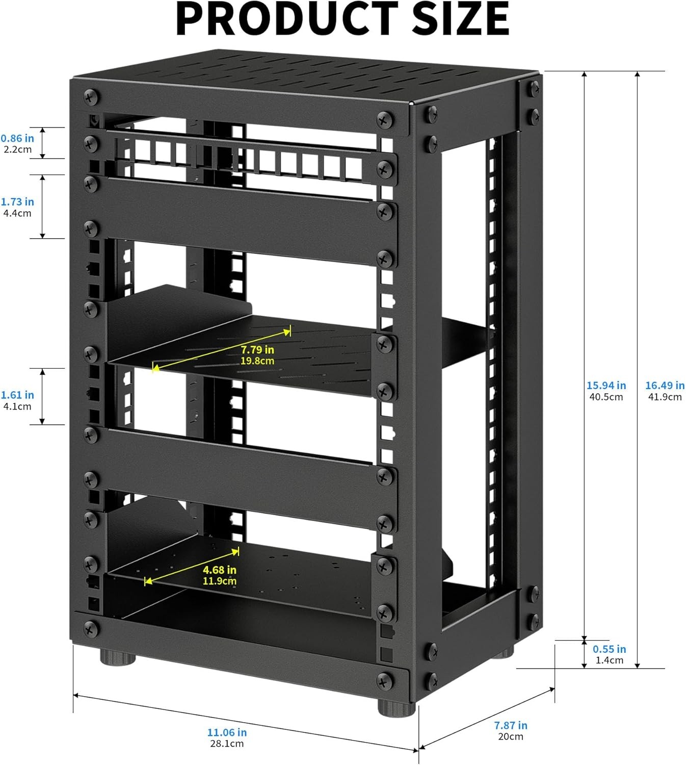 Compact 8U Mini Server Rack Cabinet for Network & A/V Equipment, Black