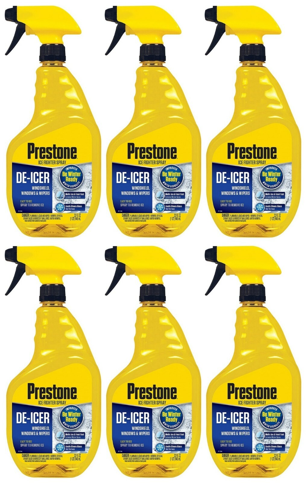 Prestone AS247 Trigger Spray Windshield De-Icer 32oz, 6 Pack