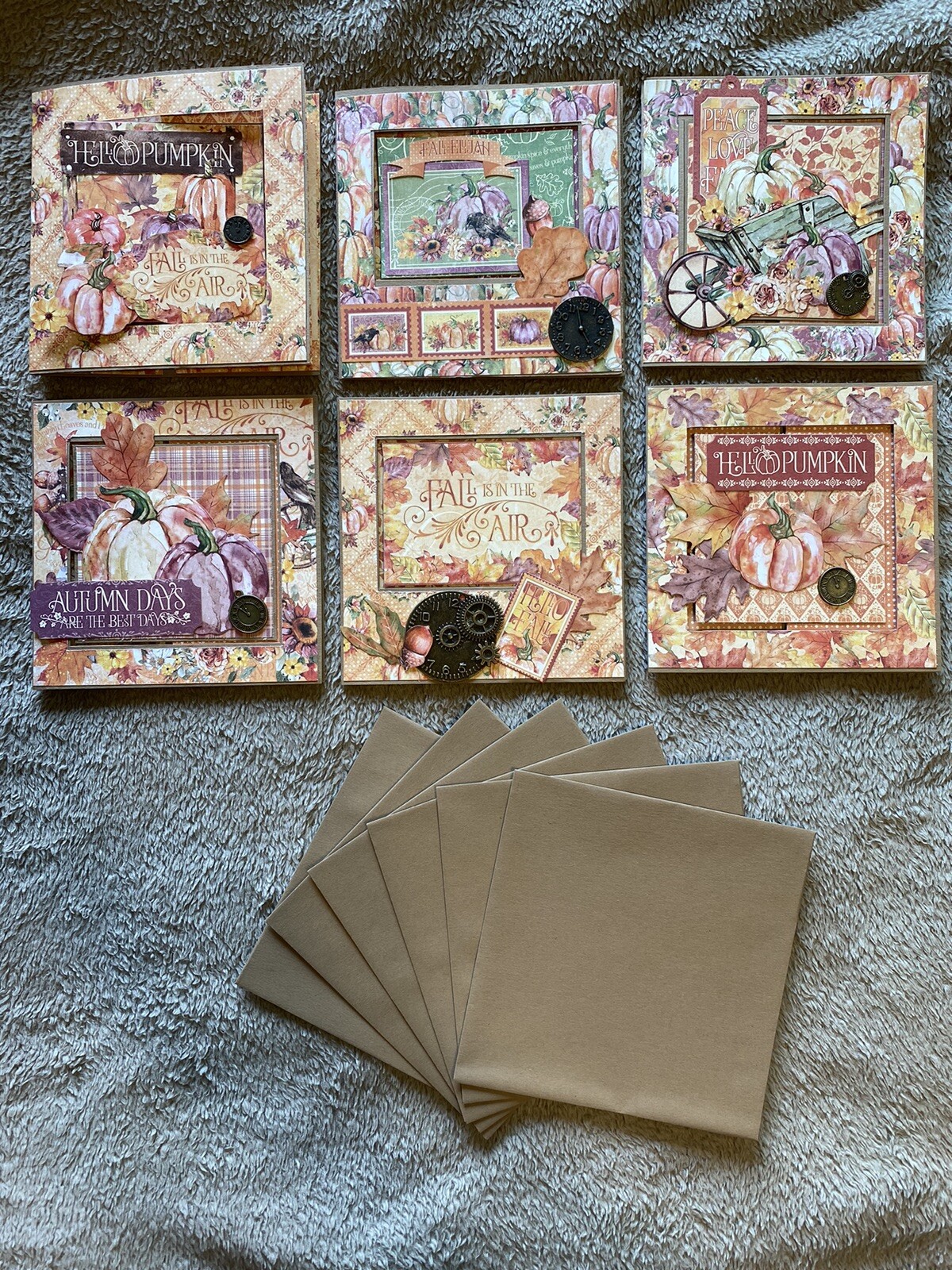 Handmade Hand Crafted 3D FALL Cards & Box Free Shipping!