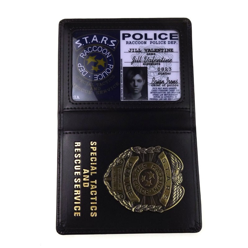 Resident Evil Stars Jill Police Metal Badge With ID Wallet Holder Case
