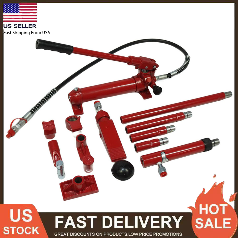 10 Ton Porta Power Kit 15-Piece Hydraulic Ram Auto Body Frame Repair Set Storage