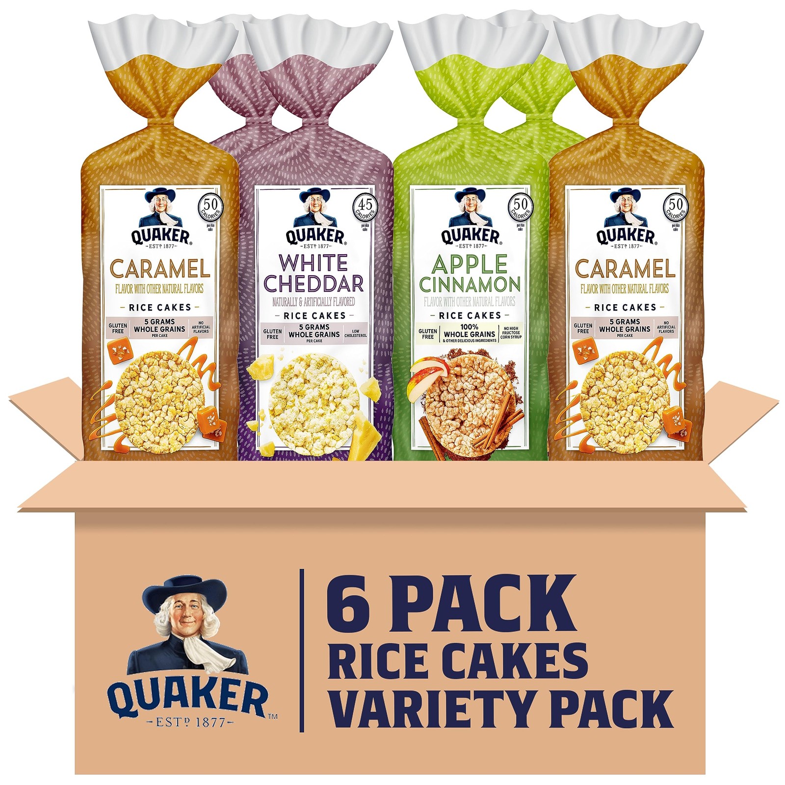 Large Rice Cakes, Gluten Free, 3 Flavor Variety Pack, 6 Count