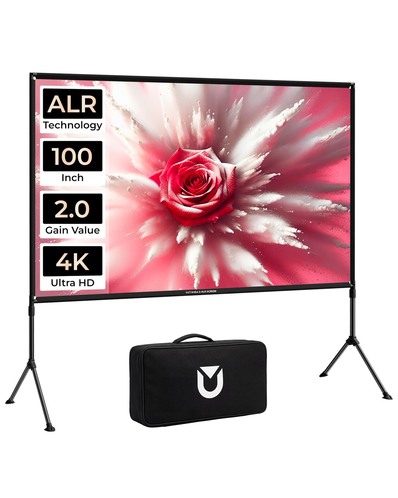 100-Inch Outdoor Projector Screen with Stand, Portable Anti-Glare Movie Scree...