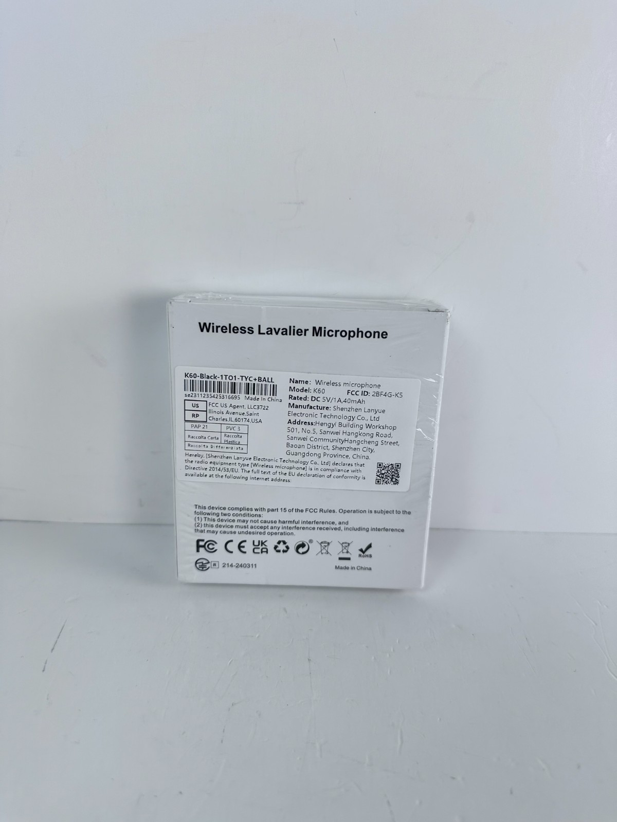 K60 Wireless Lavalier Microphone Type C One To One Black New