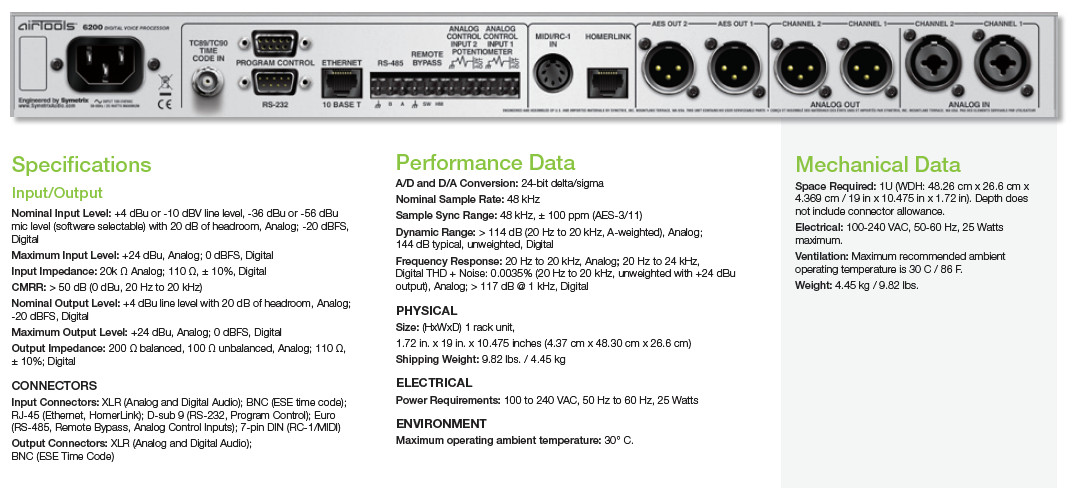 Airtools Symetrix 6200 Digital Mic Preamplifier Voice Speech Processor **READ**