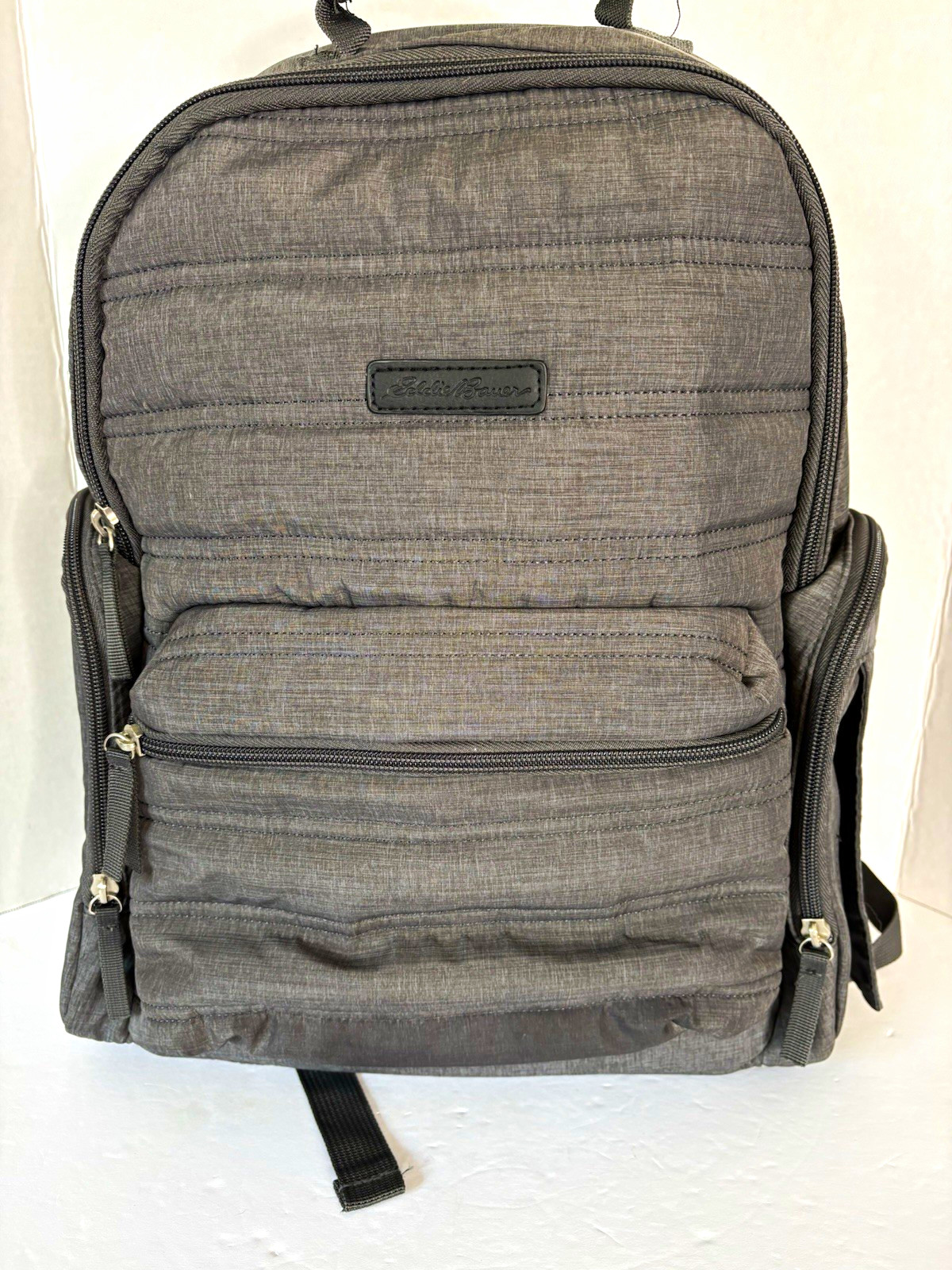 Eddie Bauer Gray Zip Backpack Multiple Compartments Unisex Adults Pre-Owned