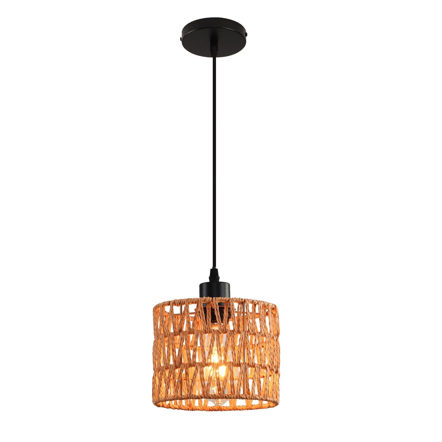Woven Pendant Light Chandelier, Rattan Pendant Lights Kitchen IslandnFarmhouse