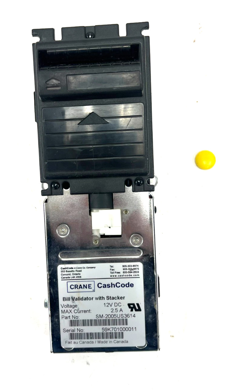 CASHCODE SM-2005US3614 BILL VAILDATOR 12V DC 2.0AMPS MAX CURRENT