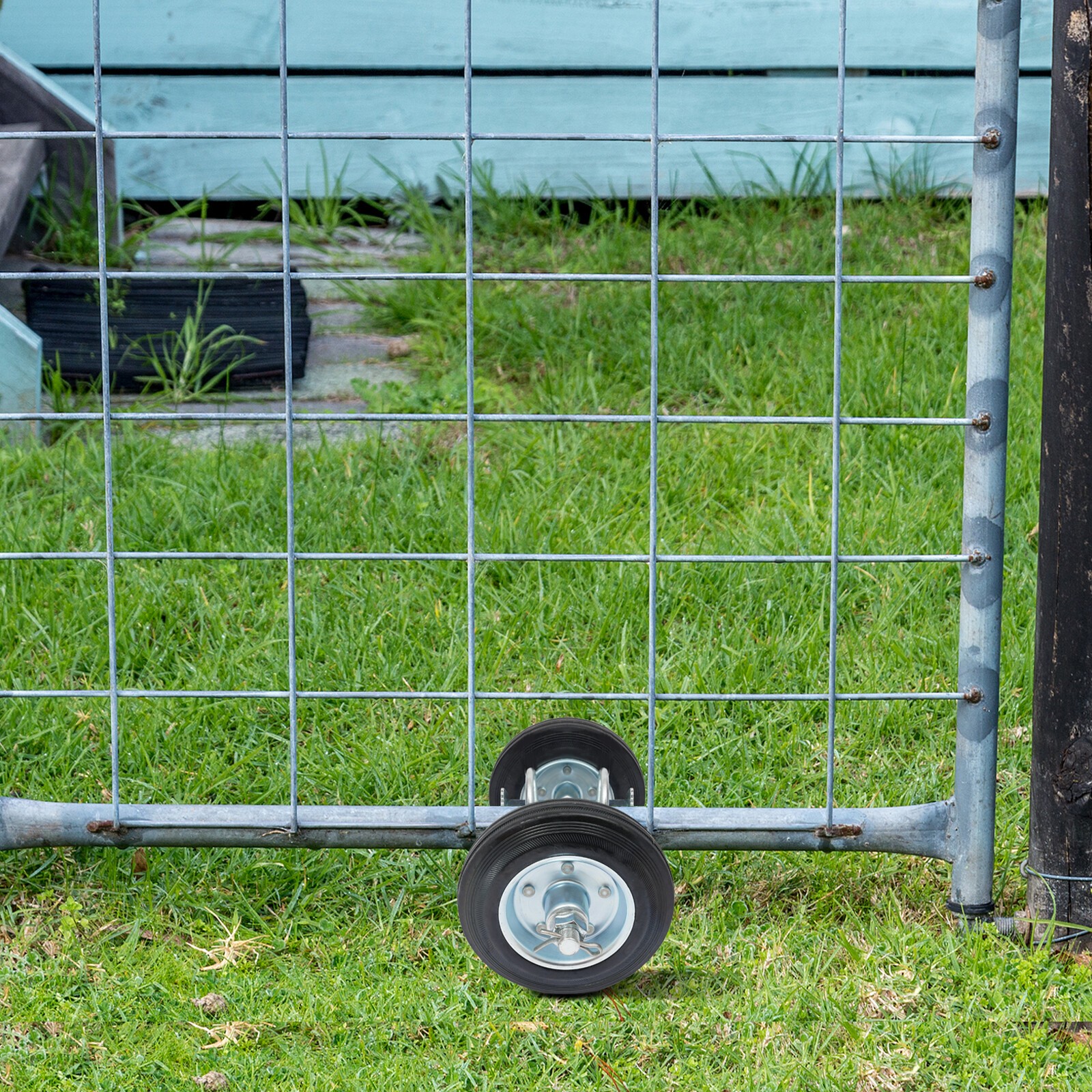 Heavy Duty Sliding Gate Hardware Kit Double Wheel 600Lbs Adjustable Latch